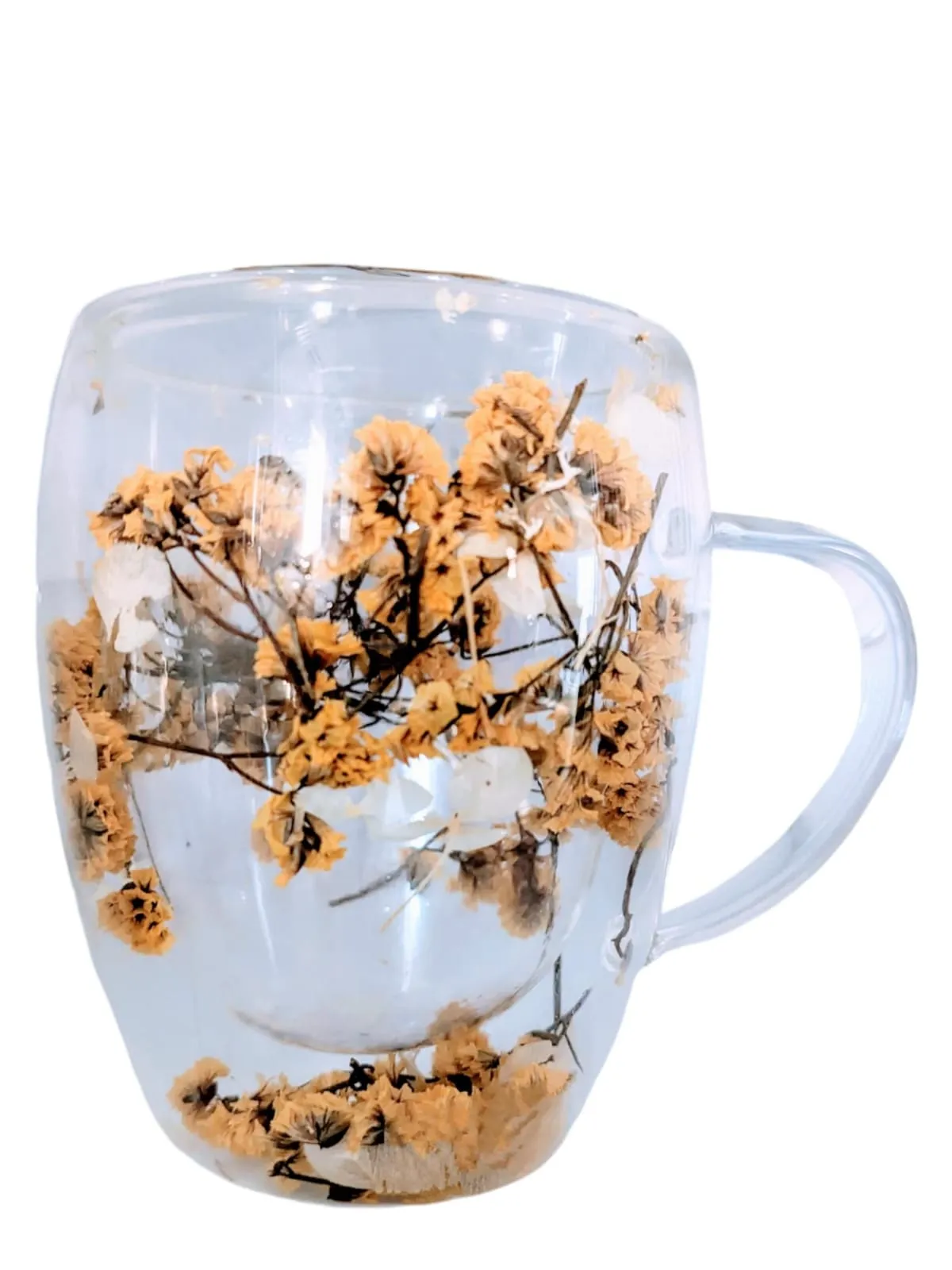 350ml Flower Petals Double Walled Glass Coffee Mug