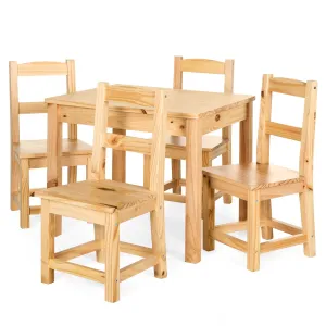 5-Piece Kids Wooden Activity Table Furniture Set w/ 4 Chairs