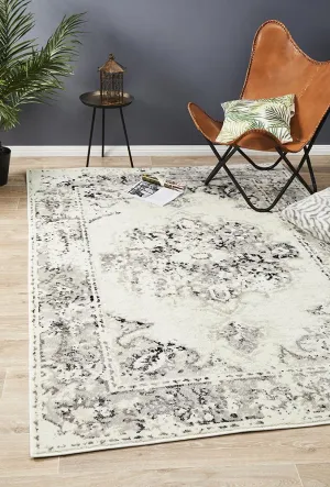 Alexa Transitional Rug White Grey Black