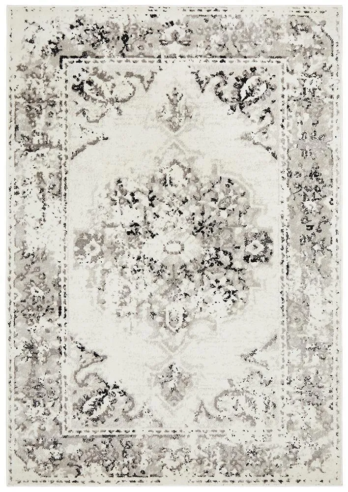 Alexa Transitional Rug White Grey Black