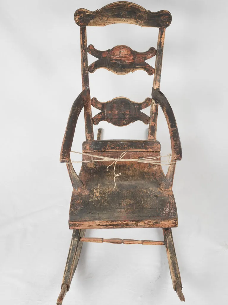 Antique European rocking chair w/ rustic painted patina