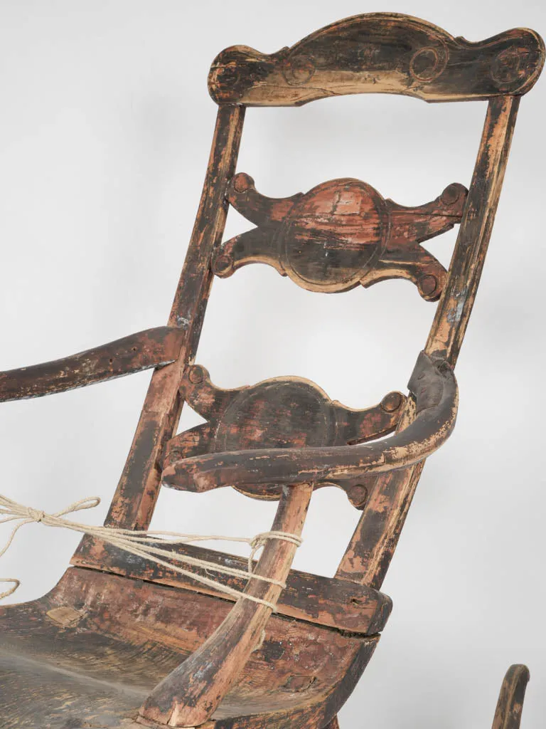 Antique European rocking chair w/ rustic painted patina