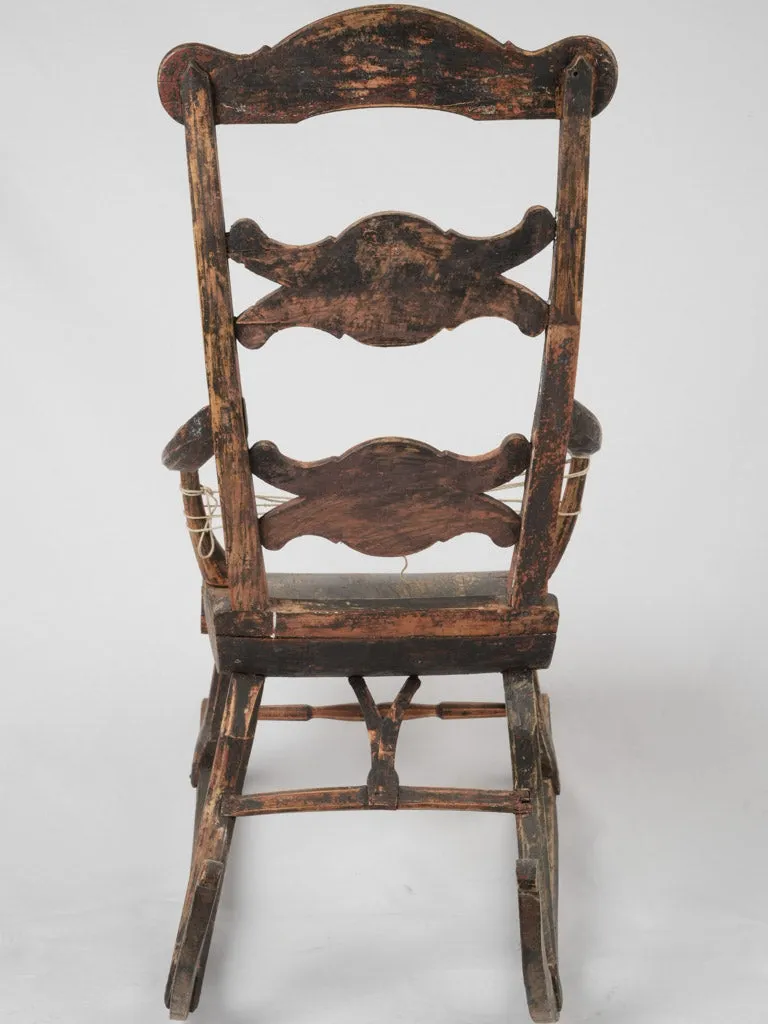 Antique European rocking chair w/ rustic painted patina