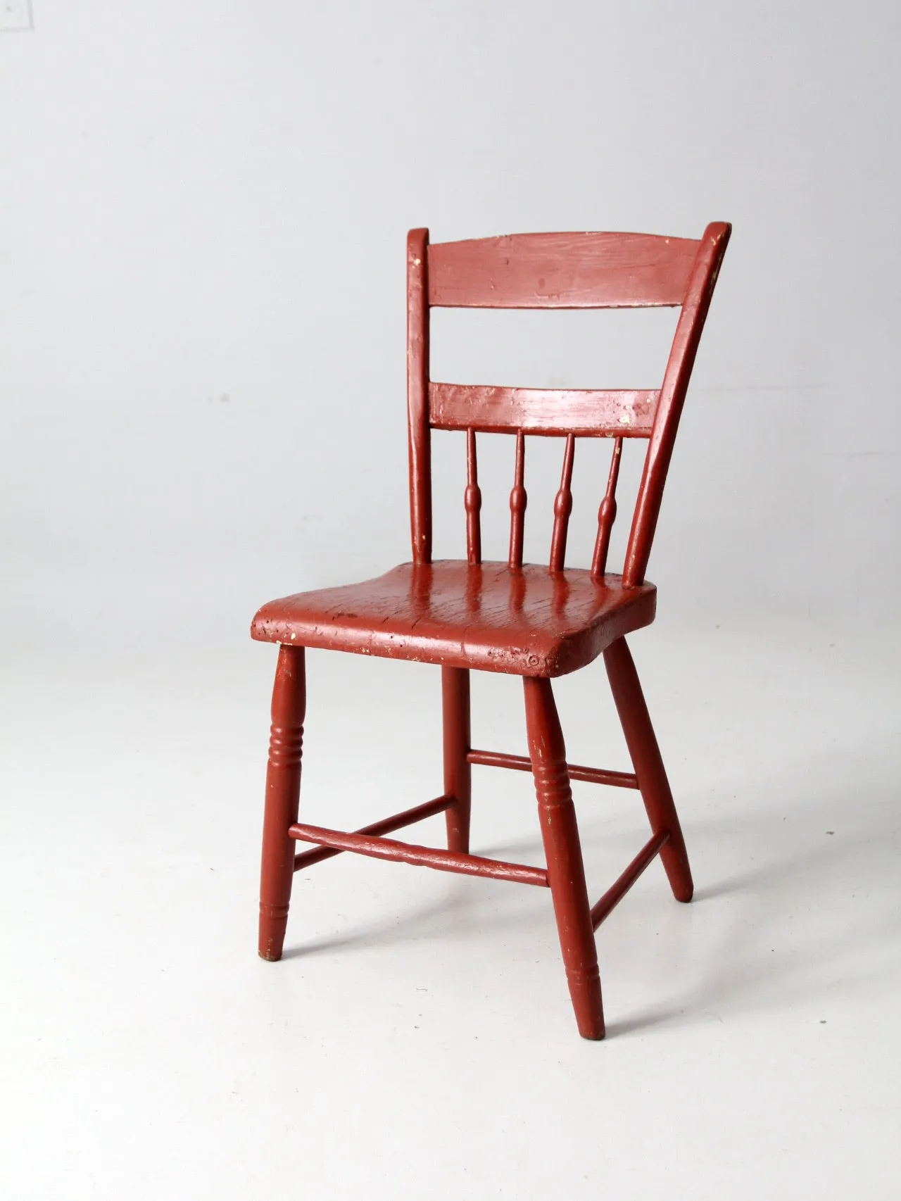 antique painted primitive plank seat chair