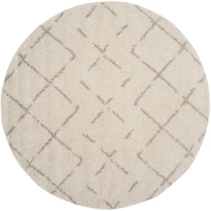 Arizona Shag Lattice Ivory/Beige Round Rug