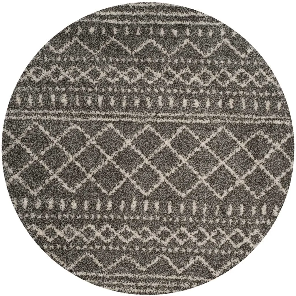 Arizona Shag Tribal Brown/Ivory Round Rug