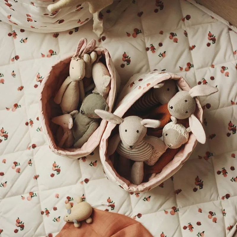 Avery Row Small Quilted Storage Baskets Set of 2 - Peaches