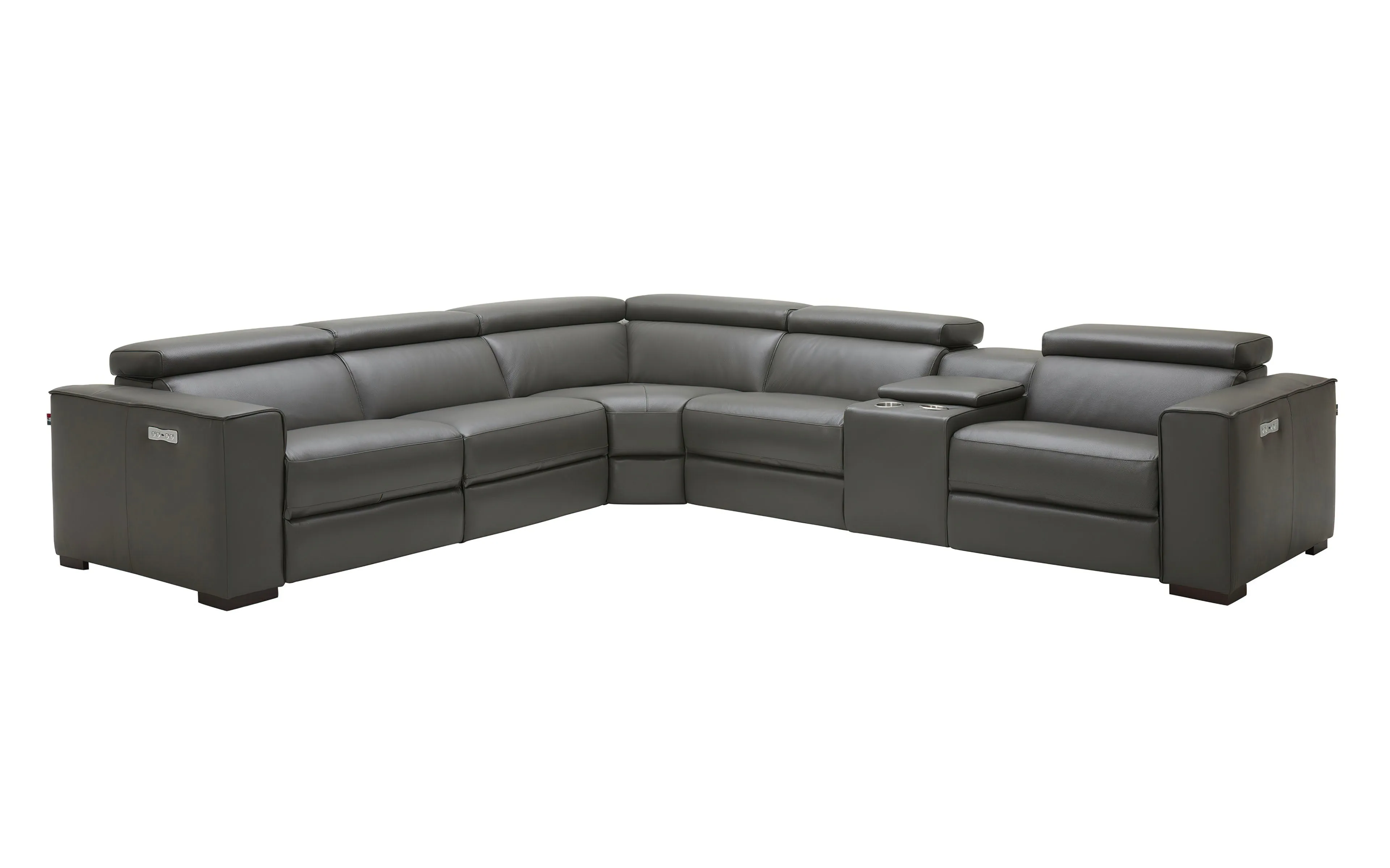 Birt Leather Sectional Sofa With Recliners