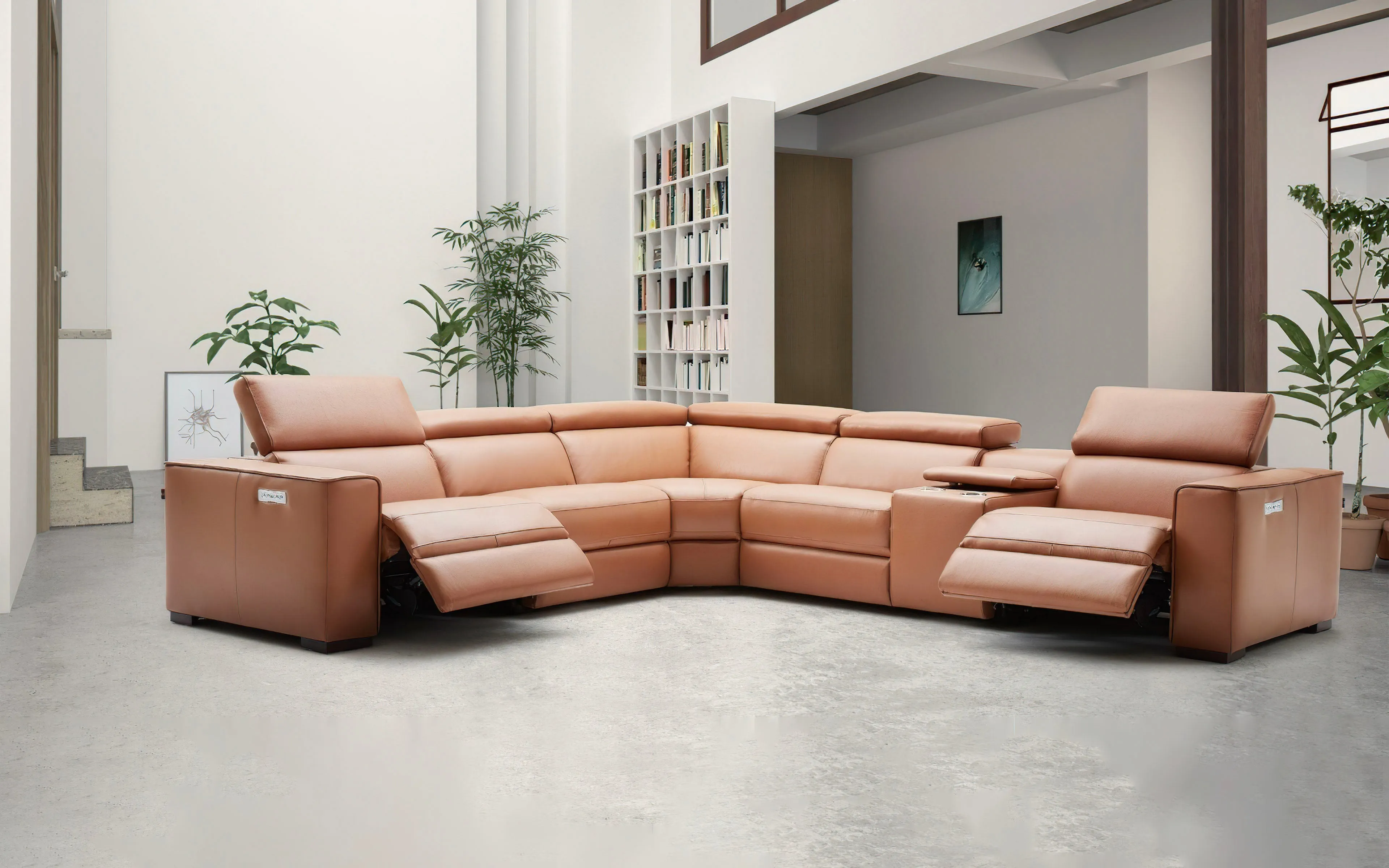 Birt Leather Sectional Sofa With Recliners