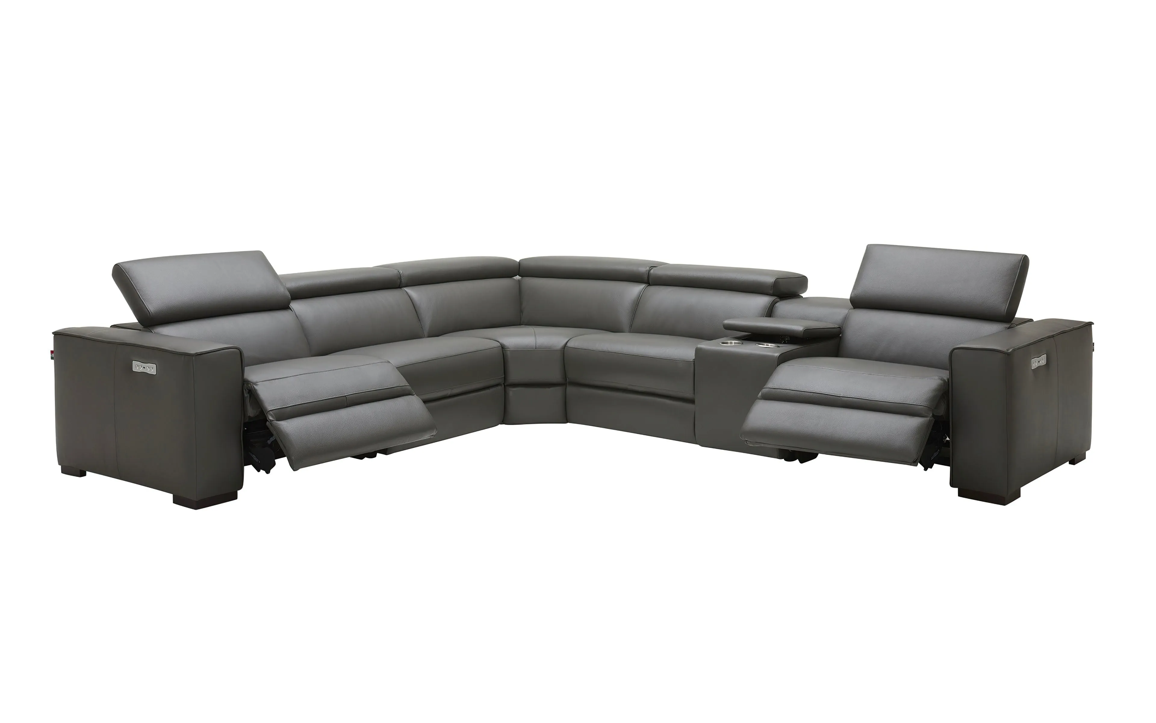 Birt Leather Sectional Sofa With Recliners