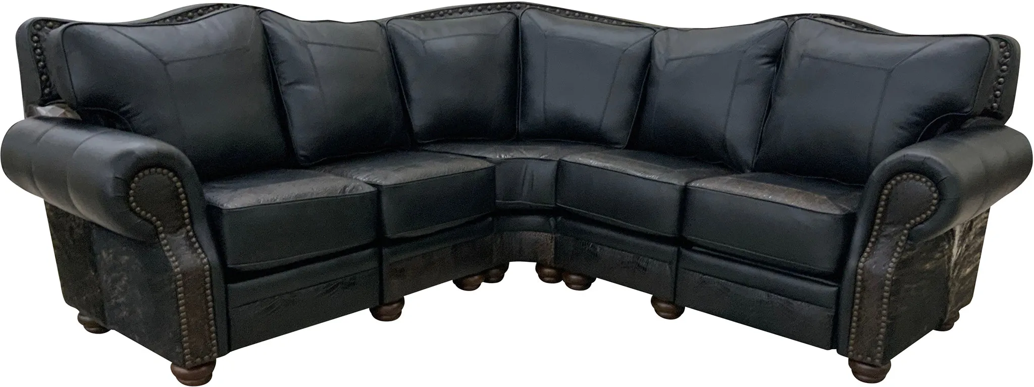 Black Leather and Brindle Western Reclining Sofa