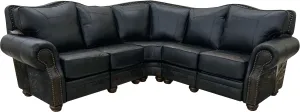 Black Leather and Brindle Western Reclining Sofa