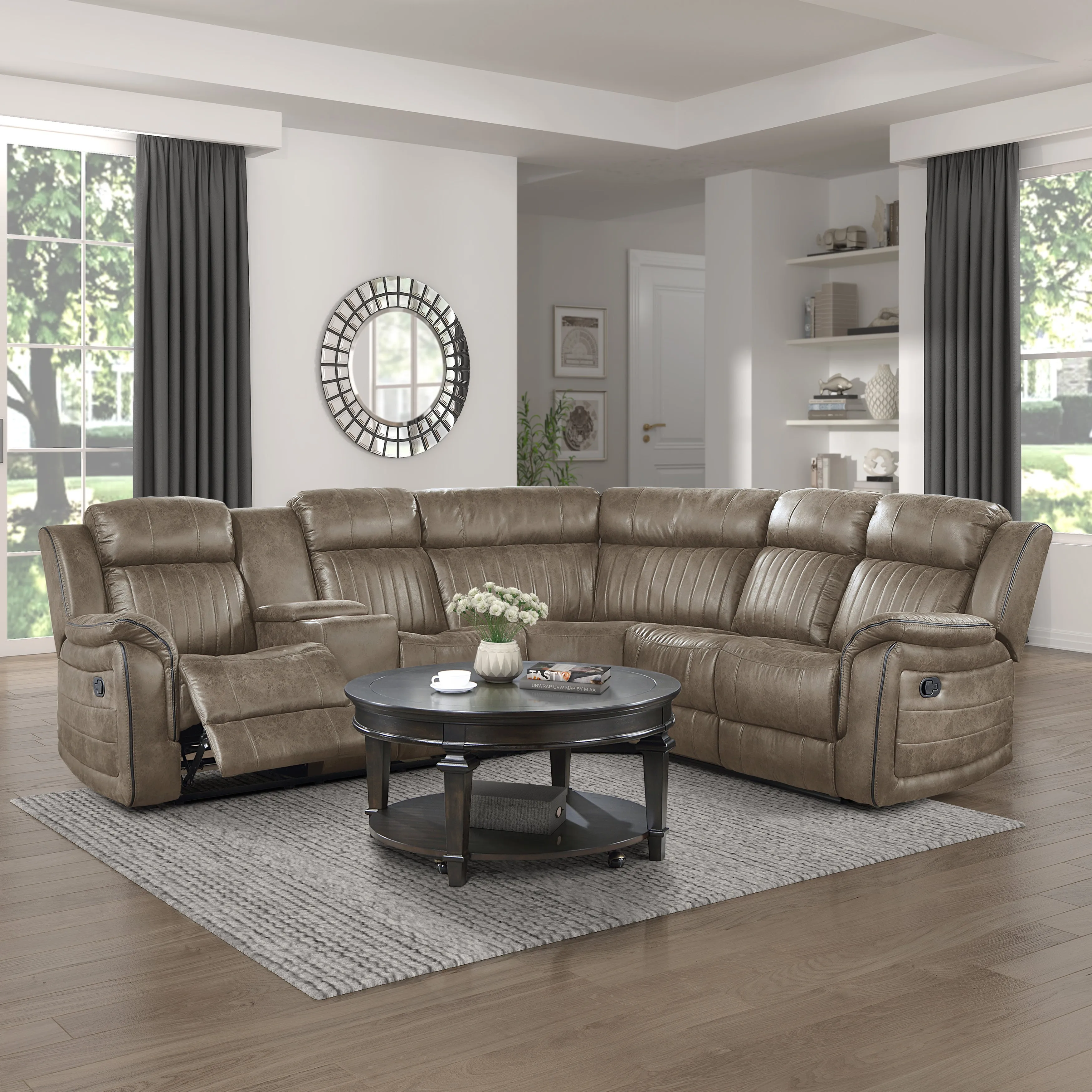 Centeroak Sandy Brown LAF Reclining Sectional