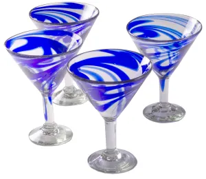 Cobalt Blue Swirl Classic Margarita - 15 oz - Set of 4