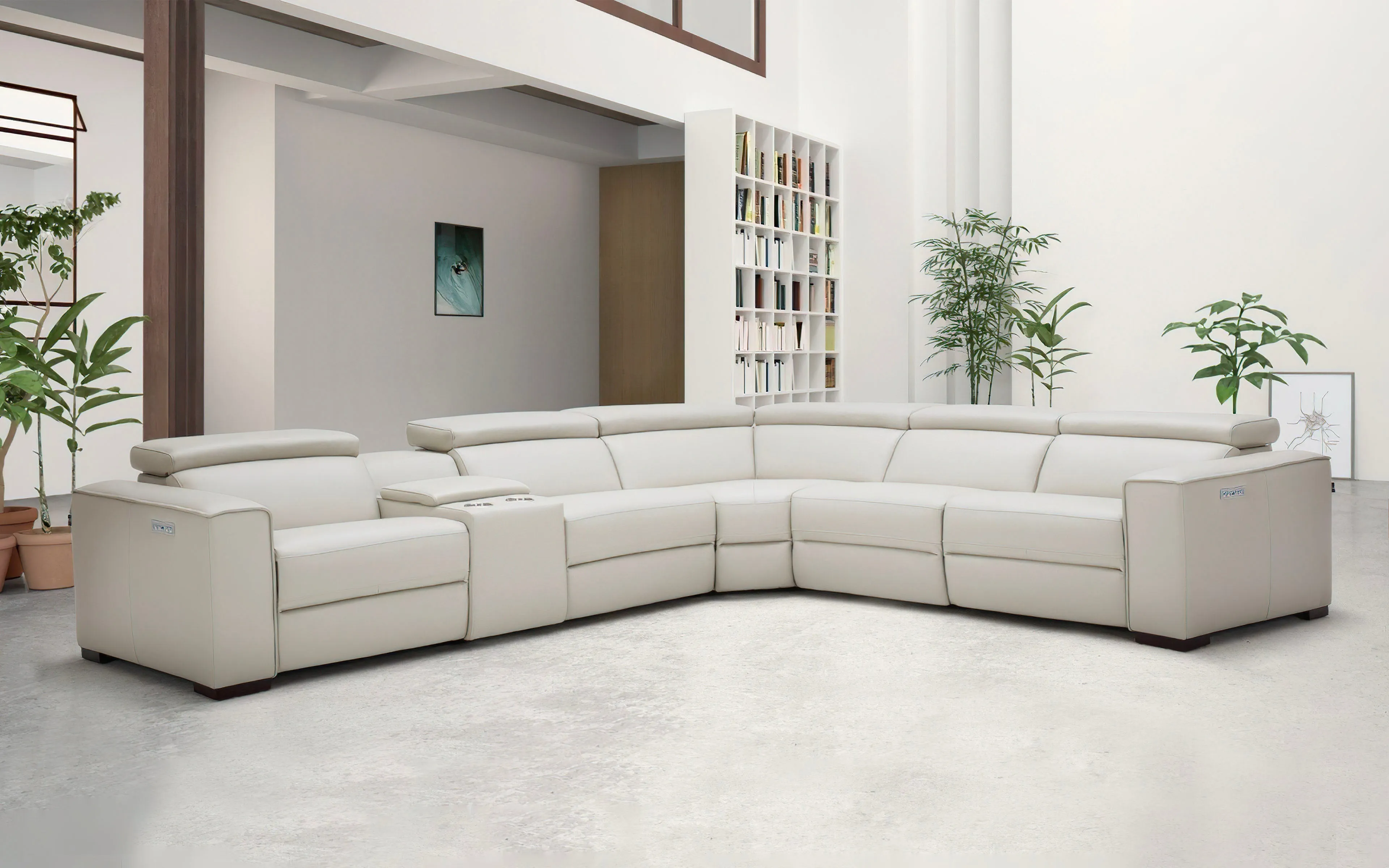 Fabric Birt Sectional Sofa With Recliners