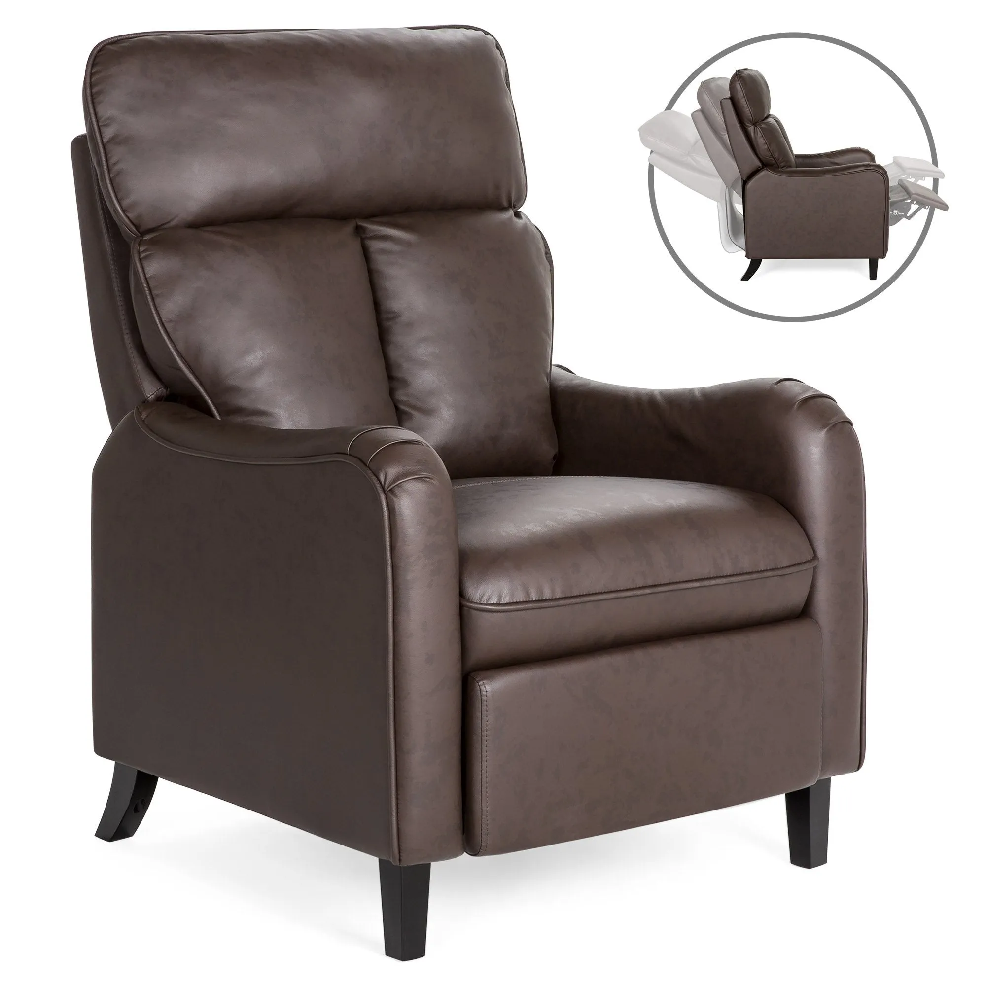 Faux Leather English Roll Arm Chair Recliner w/ 160-Degree Recline, Leg Rest