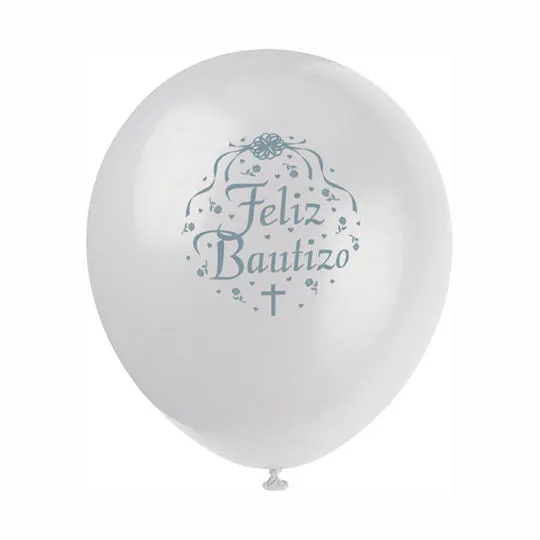 Feliz Bautizo Latex Balloons  | 8 CT