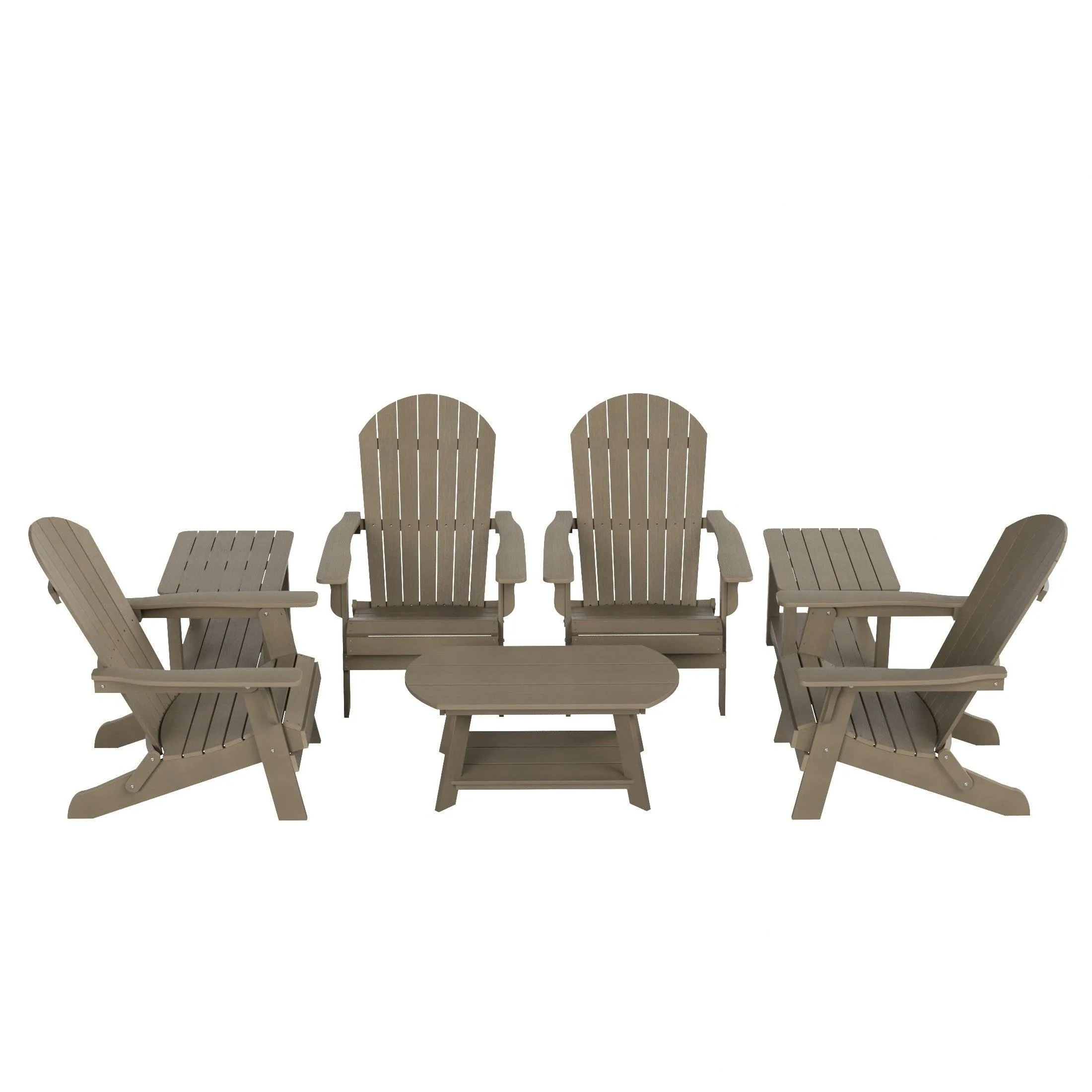 Florence 7-Piece HIPS Folding Adirondack Chair with Coffee Table and Side Table Set