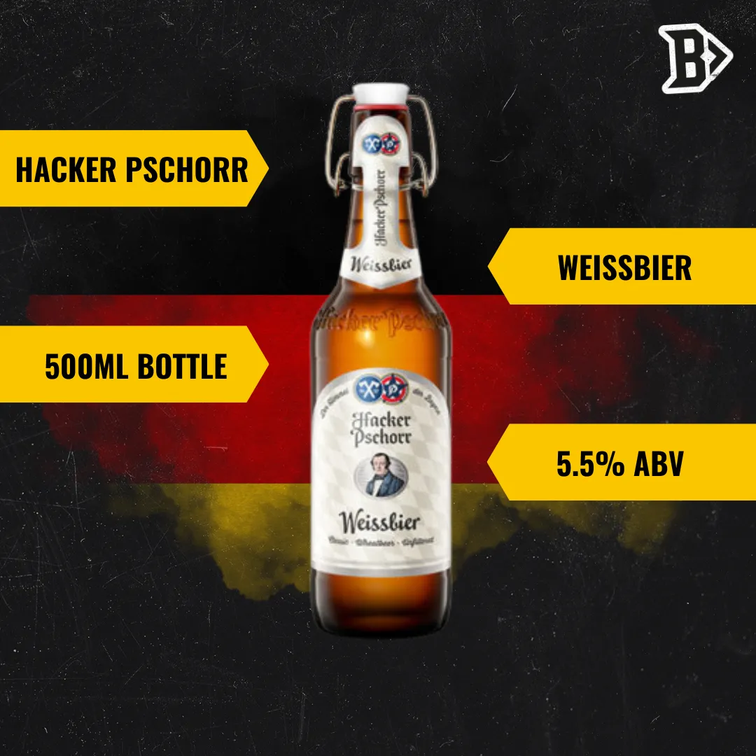 Hacker Pschorr Hefe Weissbier German Wheat Beer 500ml Bottles 5.5% ABV (12 Pack)