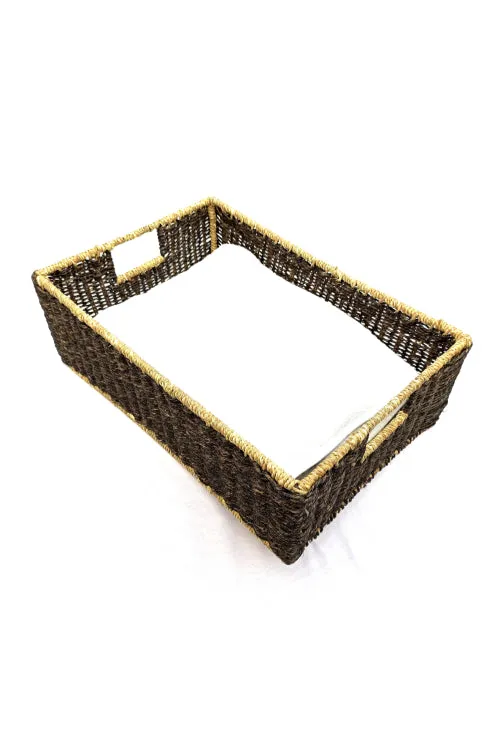 Handmade Sabai Grass Towel Basket - Large (Black)