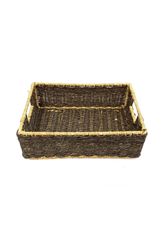 Handmade Sabai Grass Towel Basket - Large (Black)