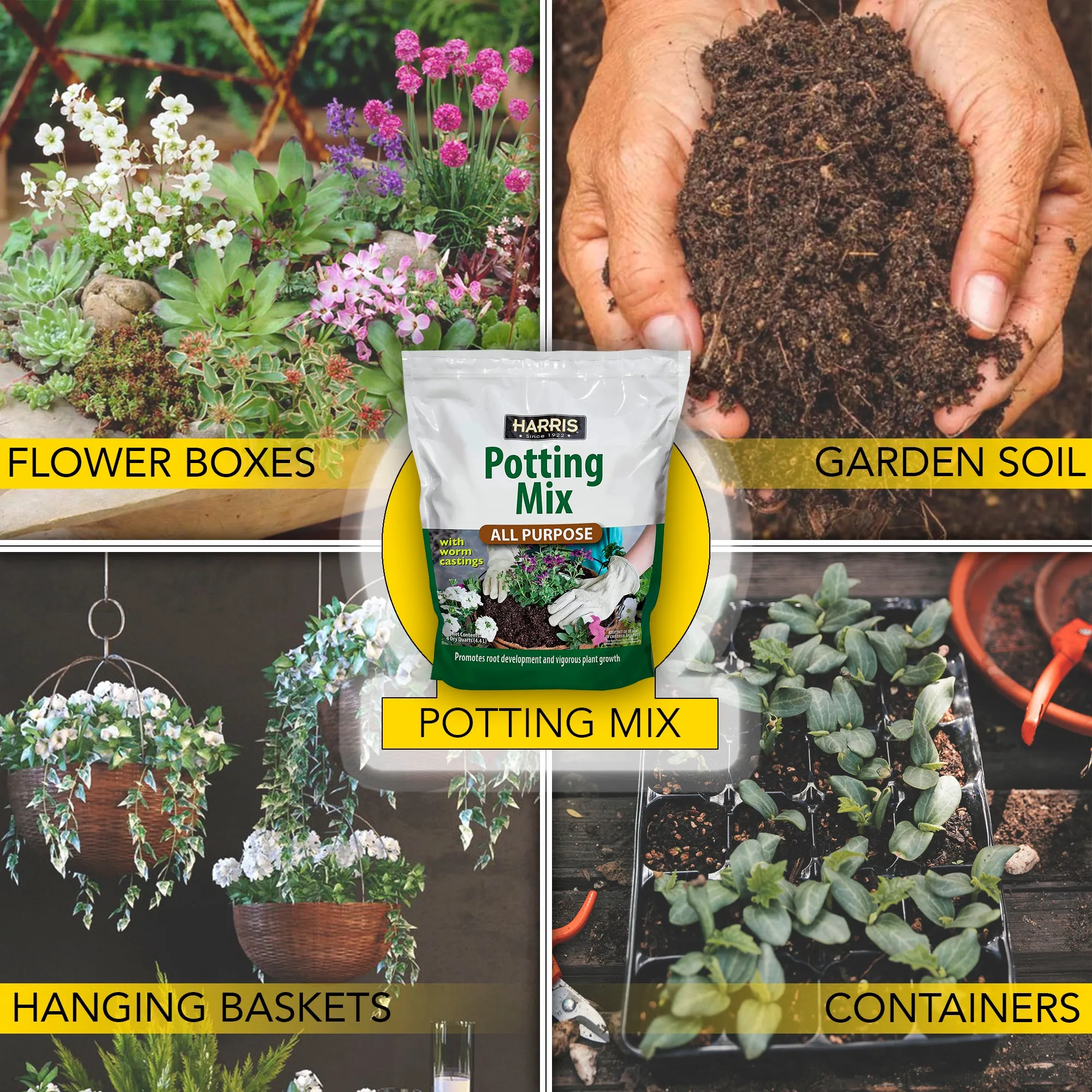 Harris All Purpose Potting Soil with Worm Castings (4 Qts)