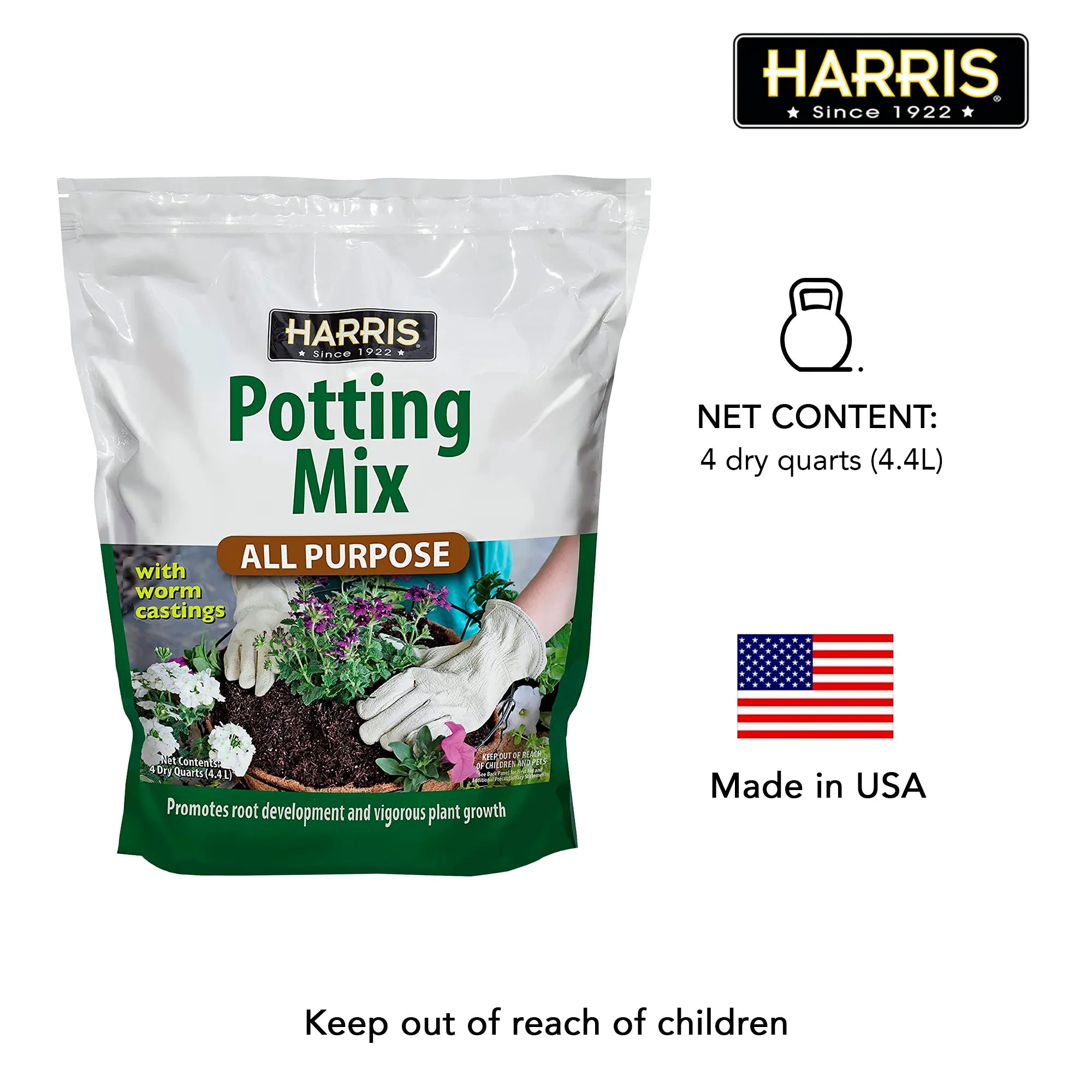 Harris All Purpose Potting Soil with Worm Castings (4 Qts)