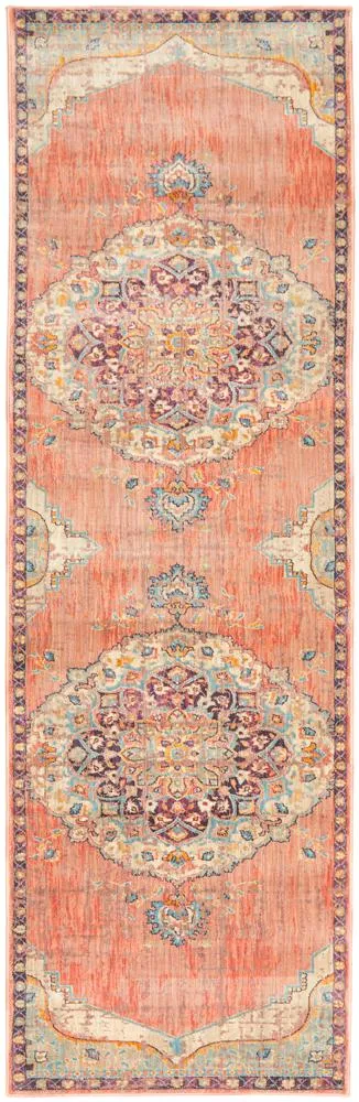 Helena Traditional Floral Terracotta Colour Modern Floor Rug