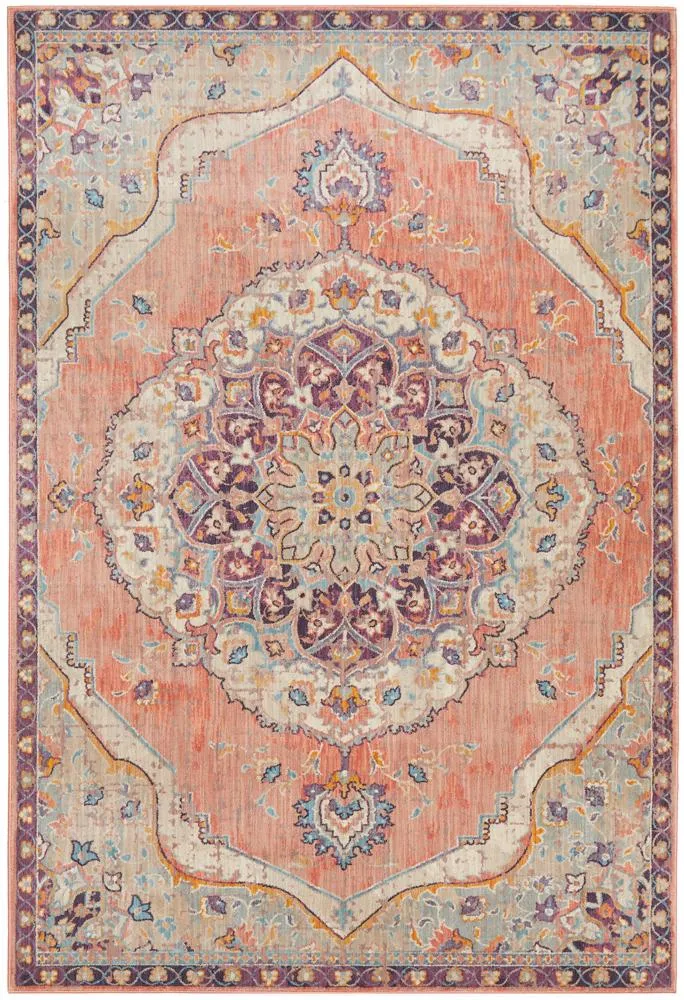 Helena Traditional Floral Terracotta Colour Modern Floor Rug