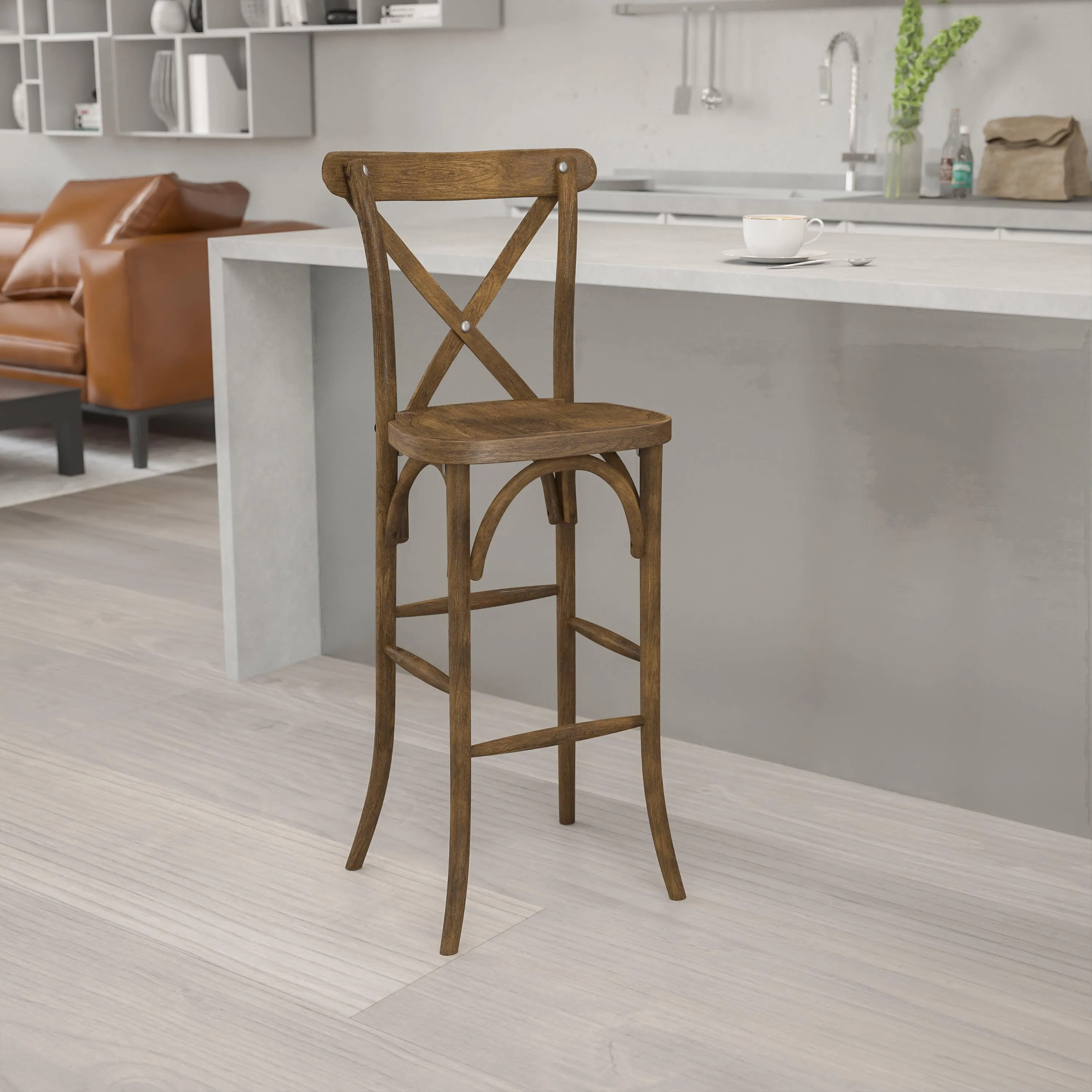 HERCULES Series Wood Cross Back Barstool