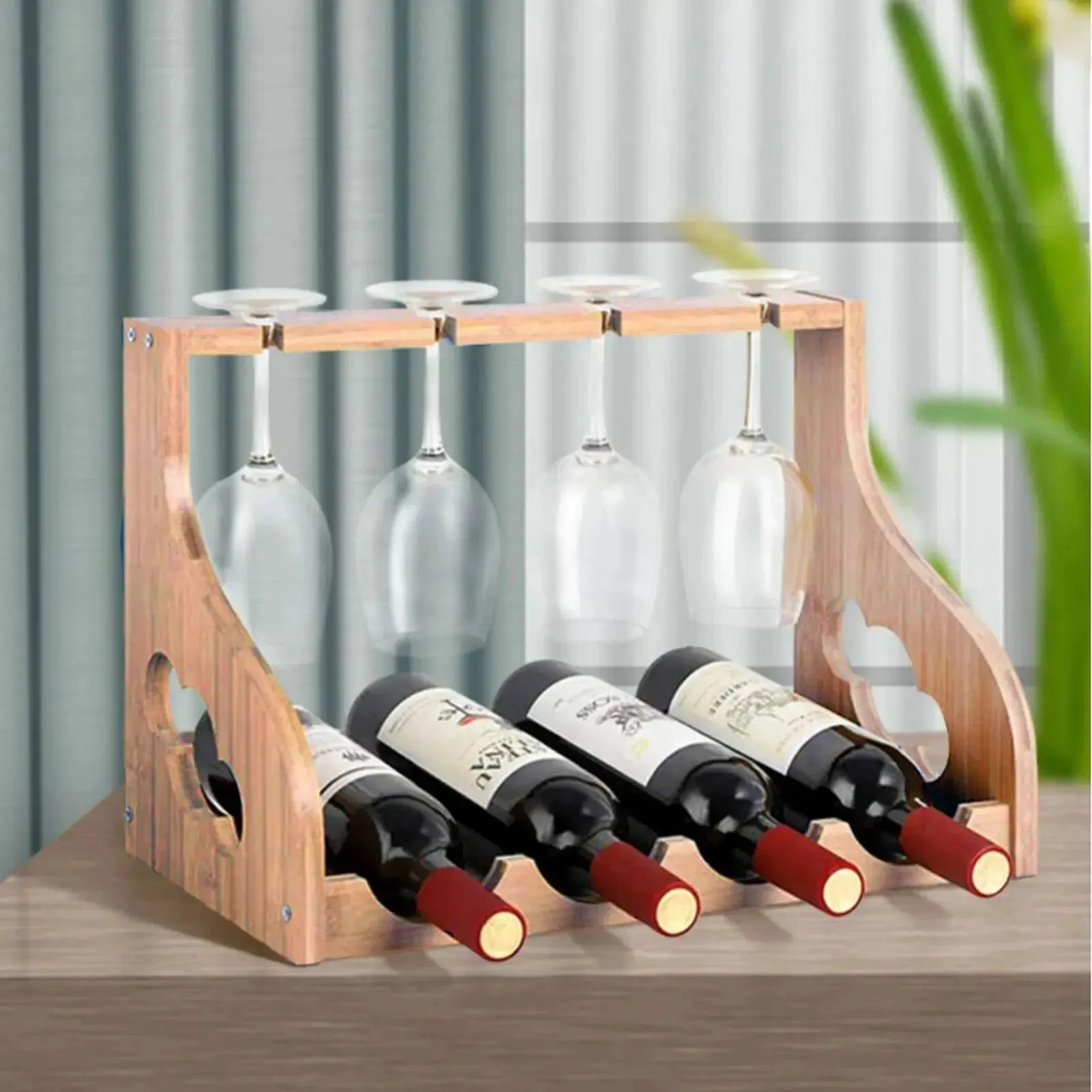 High-Quality Wooden Wine Glass Rack – Stylish Free-Standing Holder