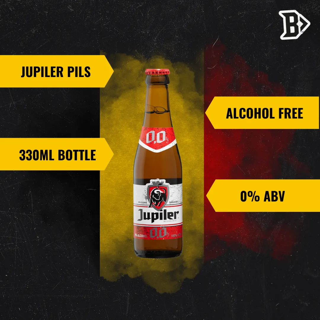 Jupiler Belgian Alcohol Free Beer 250ml Bottles - 0.0% ABV (12 Pack)