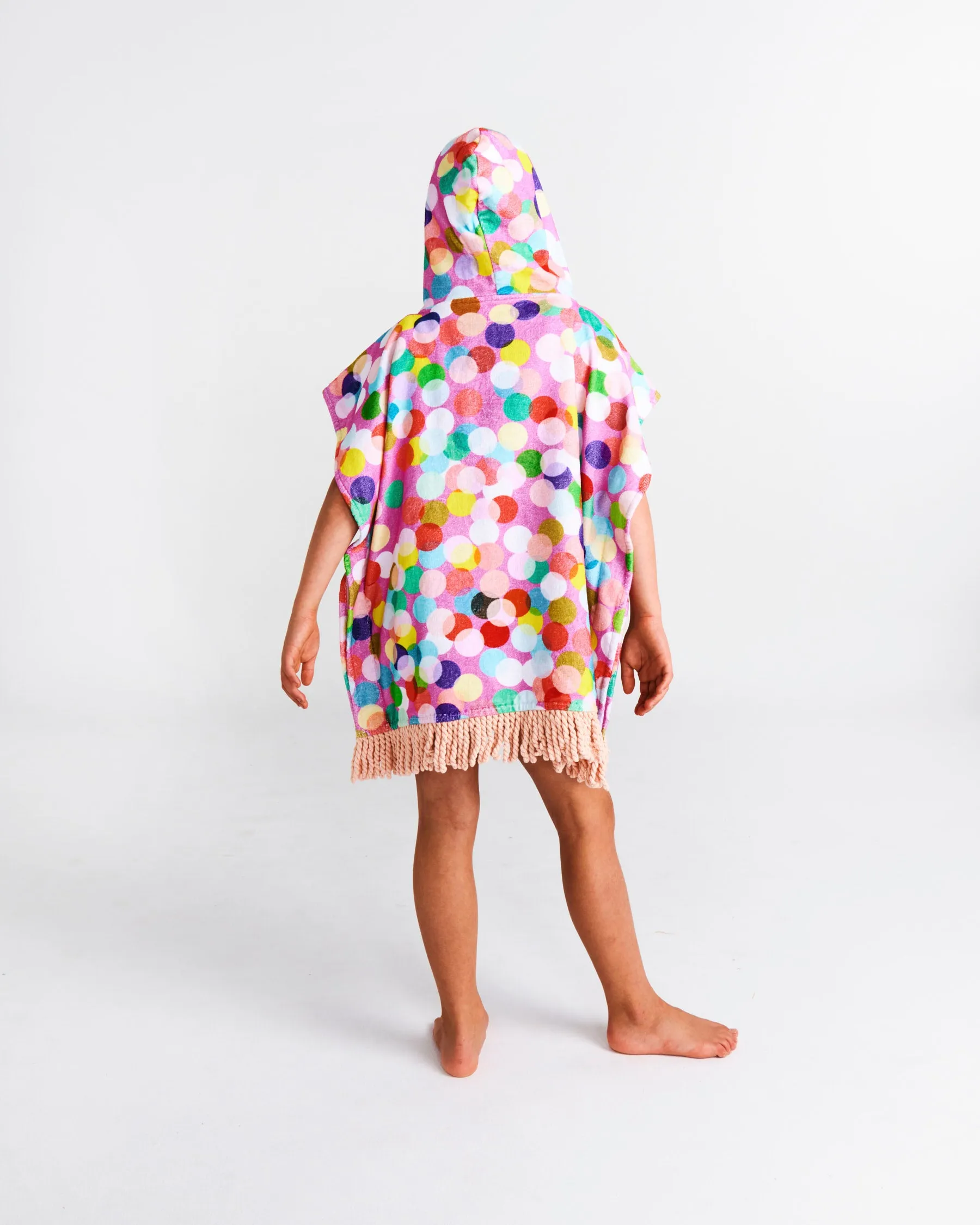 Kip & Co Confetti Pink Printed Kids Terry Poncho