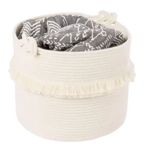 Large Woven Storage Baskets, Cute Tassel Nursery Decor, Off-White