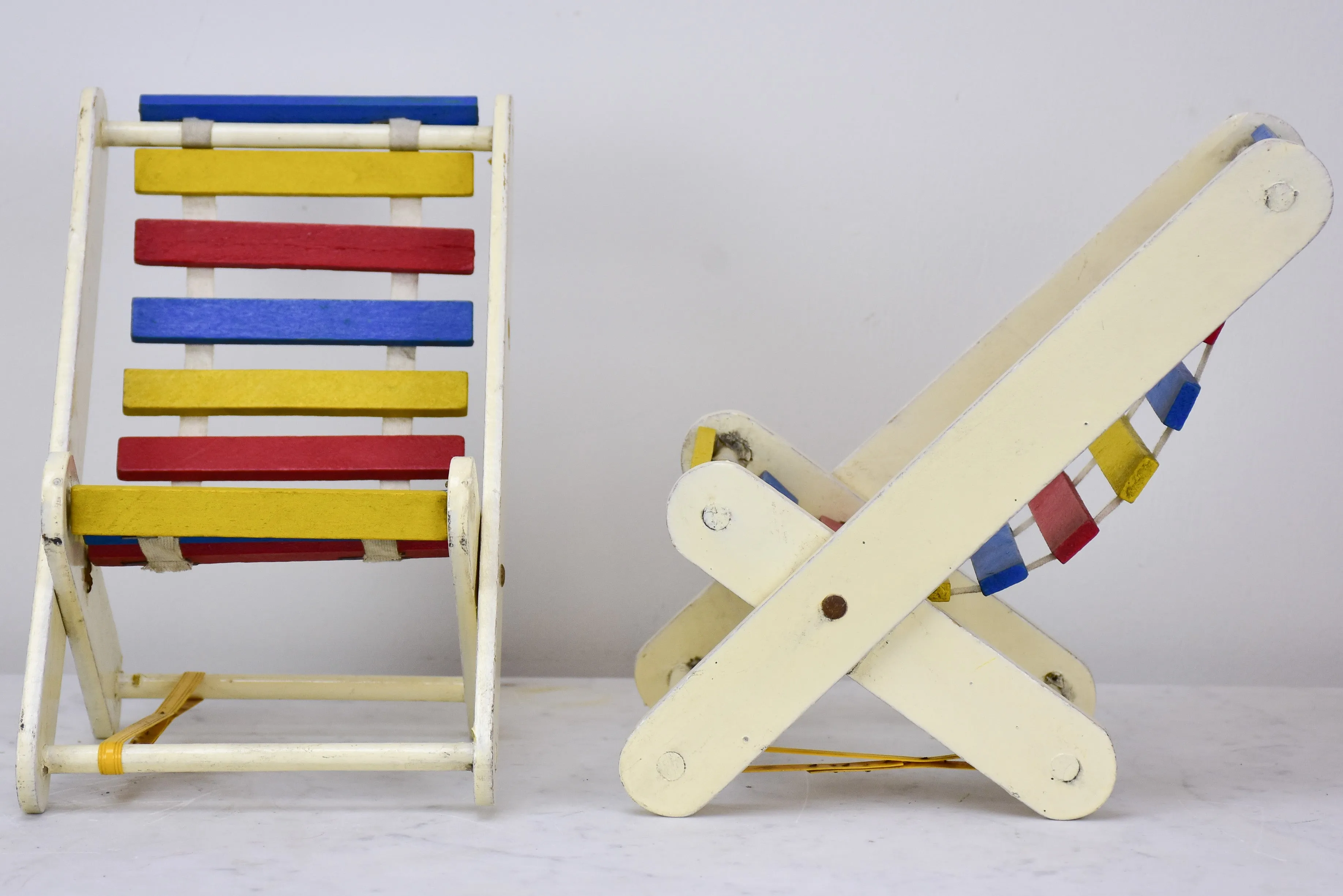 Miniature French vintage deck chairs