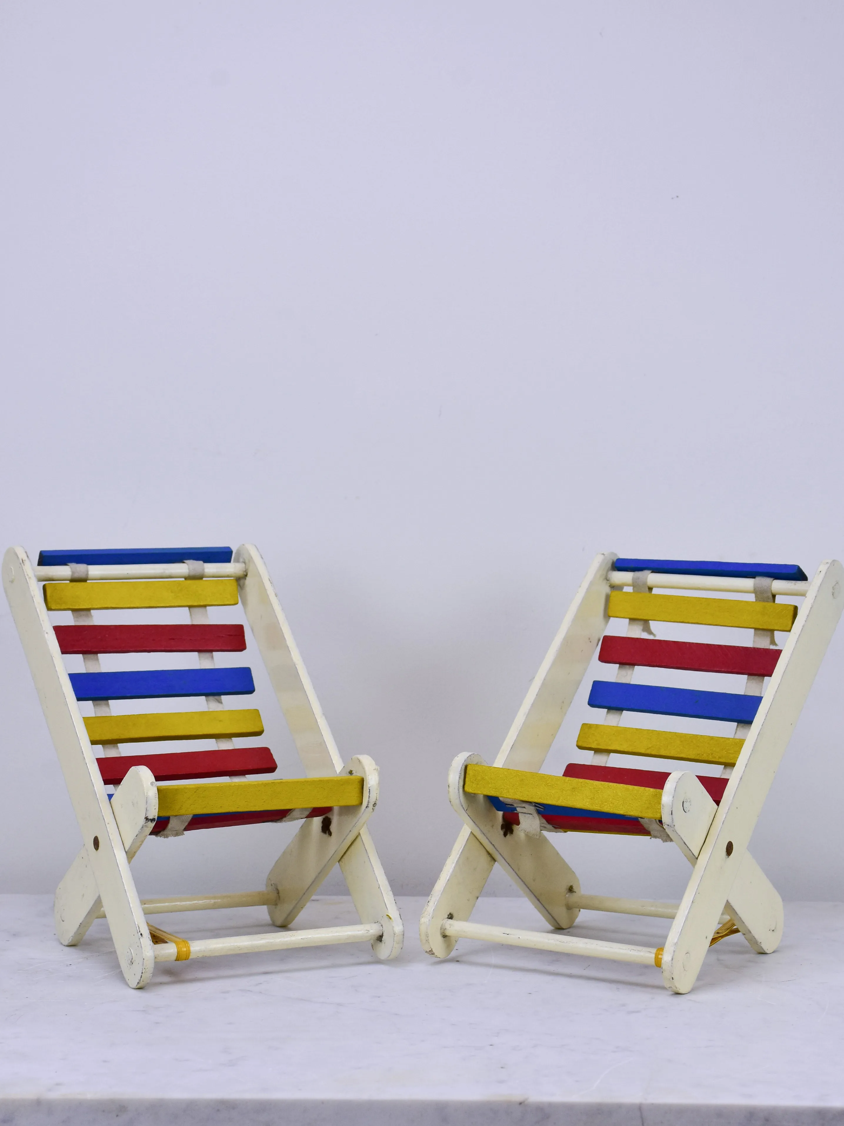 Miniature French vintage deck chairs