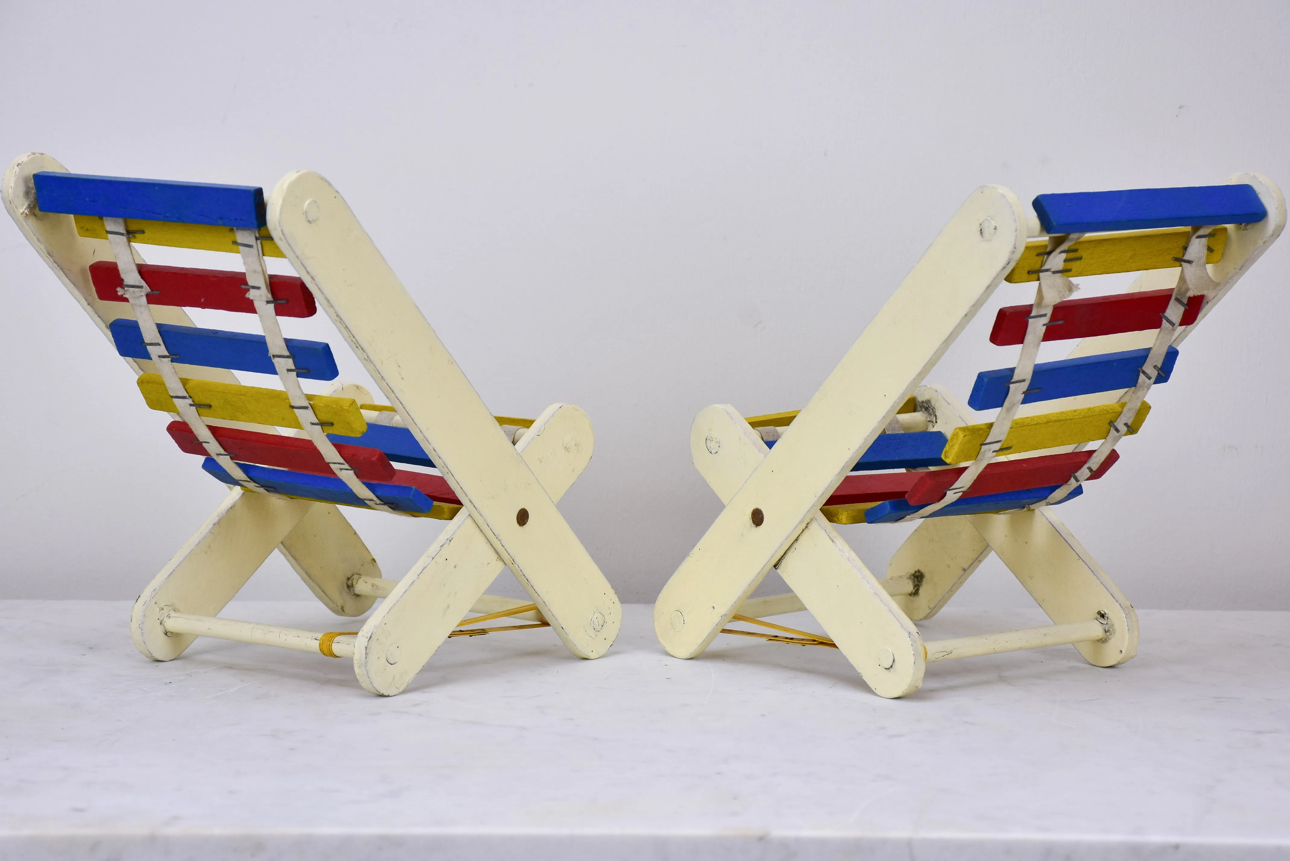 Miniature French vintage deck chairs