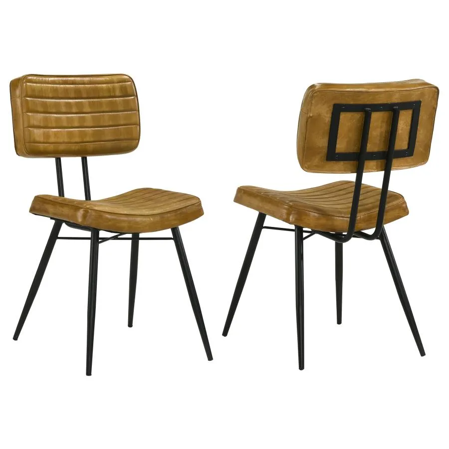 Misty Padded Side Chairs Camel and Black (Set of 2)