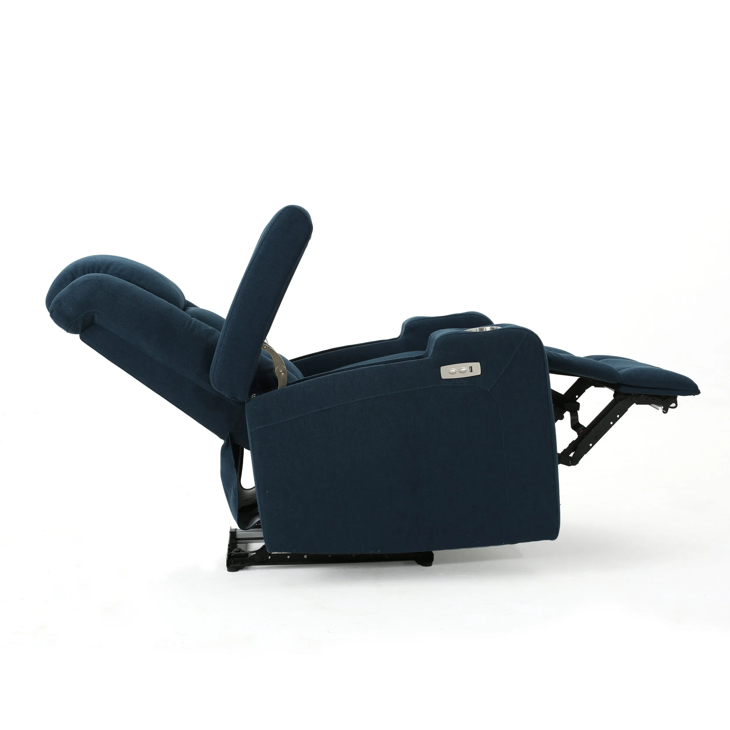 Mylah Recliner Chair with Arm Storage with USB - Navy Blue