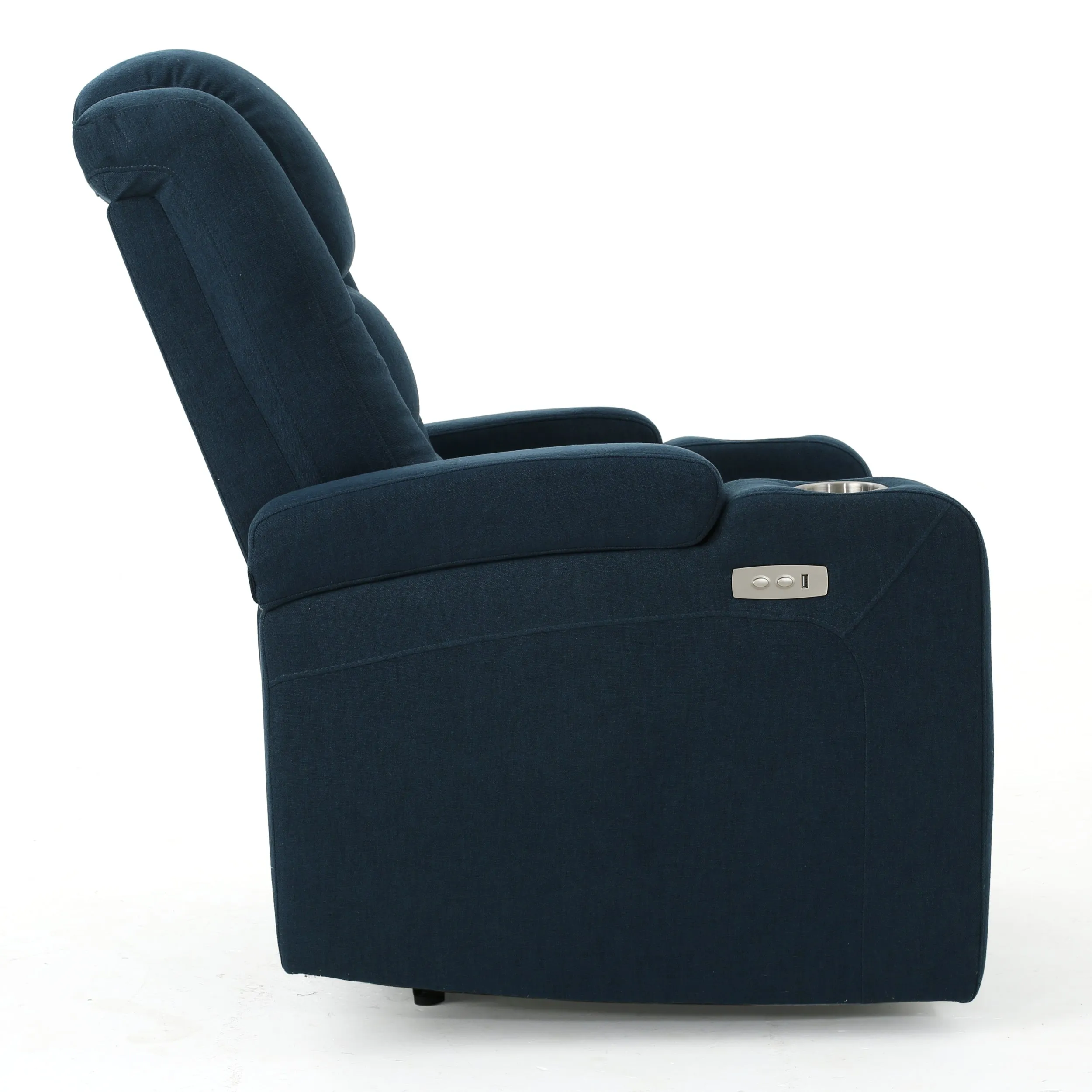 Mylah Recliner Chair with Arm Storage with USB - Navy Blue