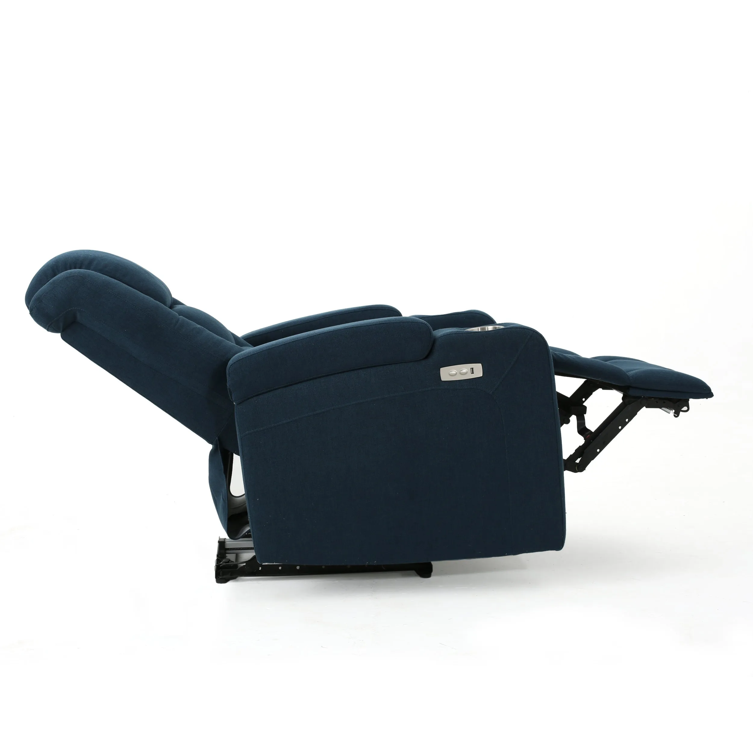 Mylah Recliner Chair with Arm Storage with USB - Navy Blue