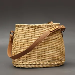 Natural Handcrafted Kashmiri Wicker Basket Bag Small