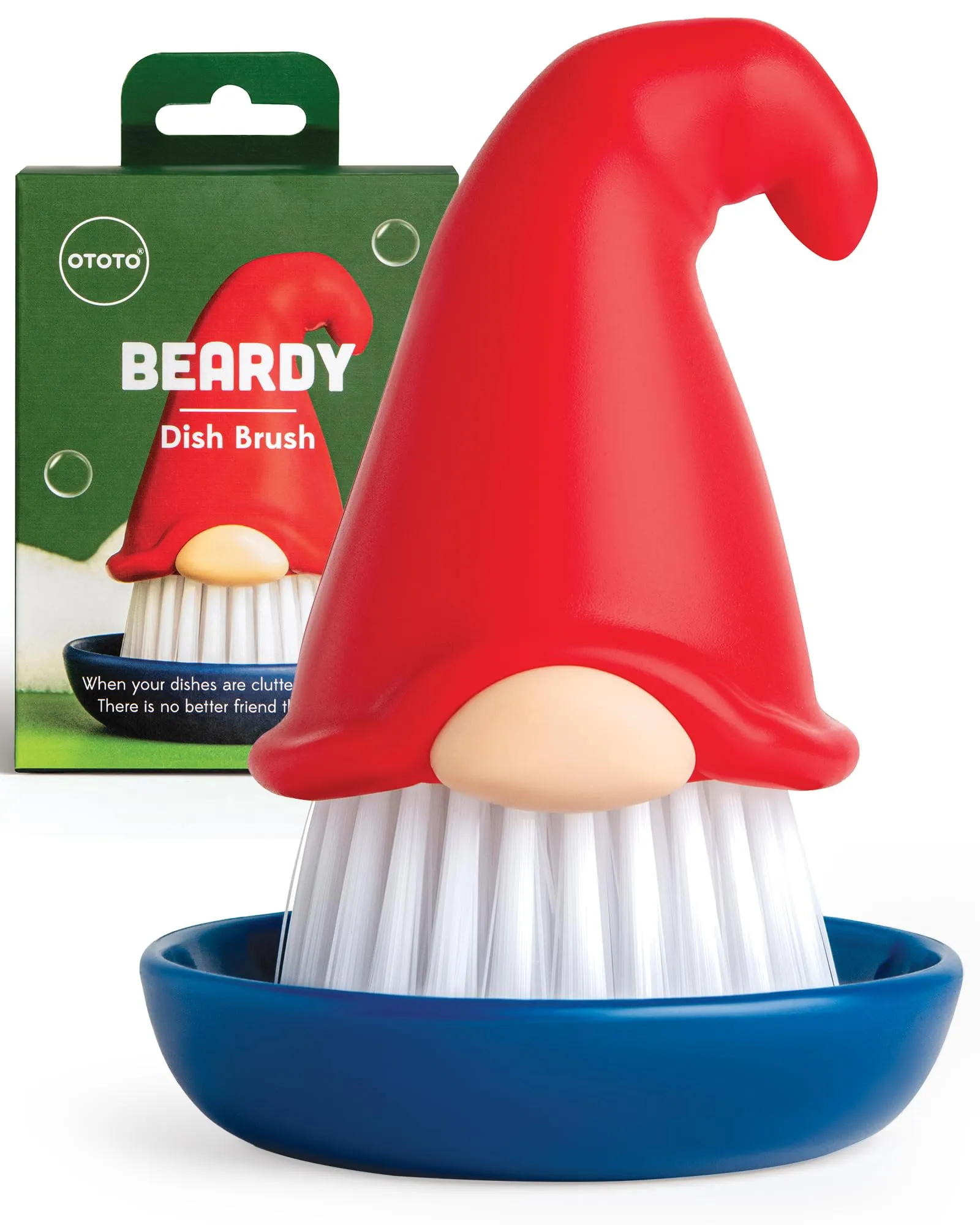 OTOTO Beardy Dish Brush - Dish Scrub Brush, Gnome Gifts, Quirky Gifts, Dish Brush, Cute Kitchen Accessories, Vegetable Brush, Cute and Useful Gifts for Women