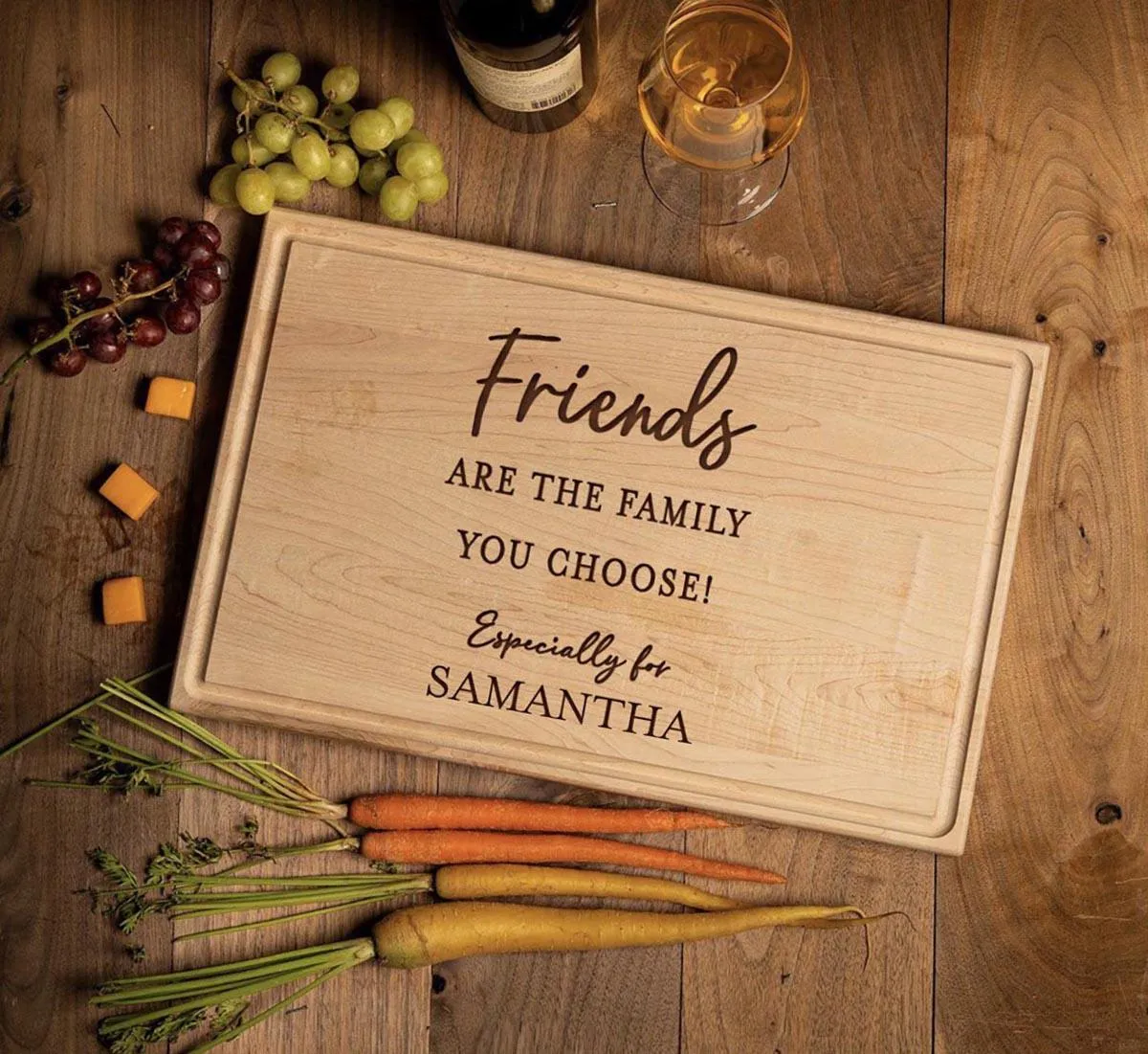 Personalized 11x17 Friendsgiving Cutting Board with Grooves