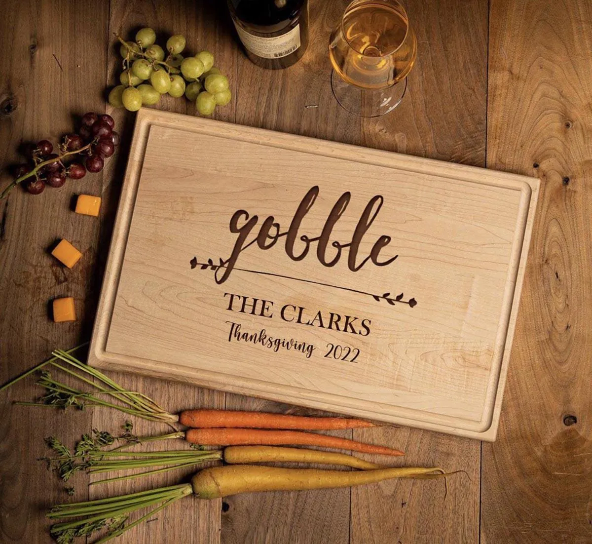 Personalized 11x17 Friendsgiving Cutting Board with Grooves