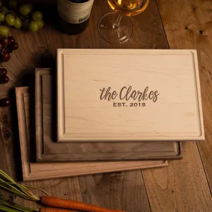 Personalized 11x17 Maple Cutting Board with Grooves