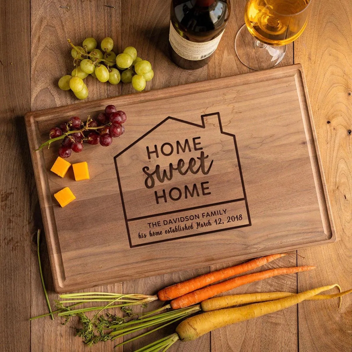 Personalized 11x17 Maple Cutting Board with Grooves