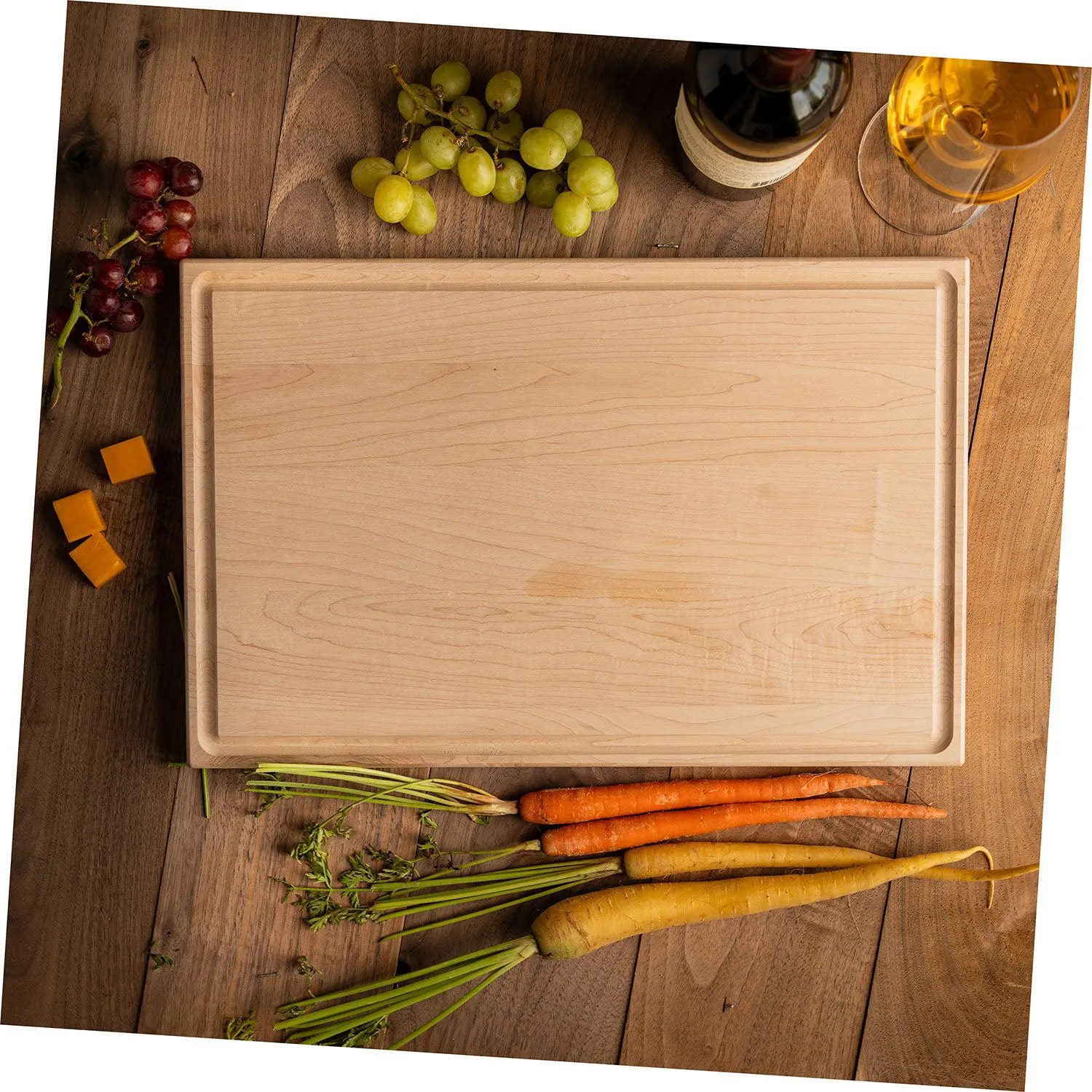 Personalized 11x17 Maple Cutting Board with Grooves