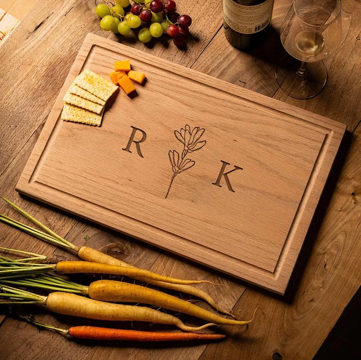 Personalized 11x17 Maple Cutting Board with Grooves