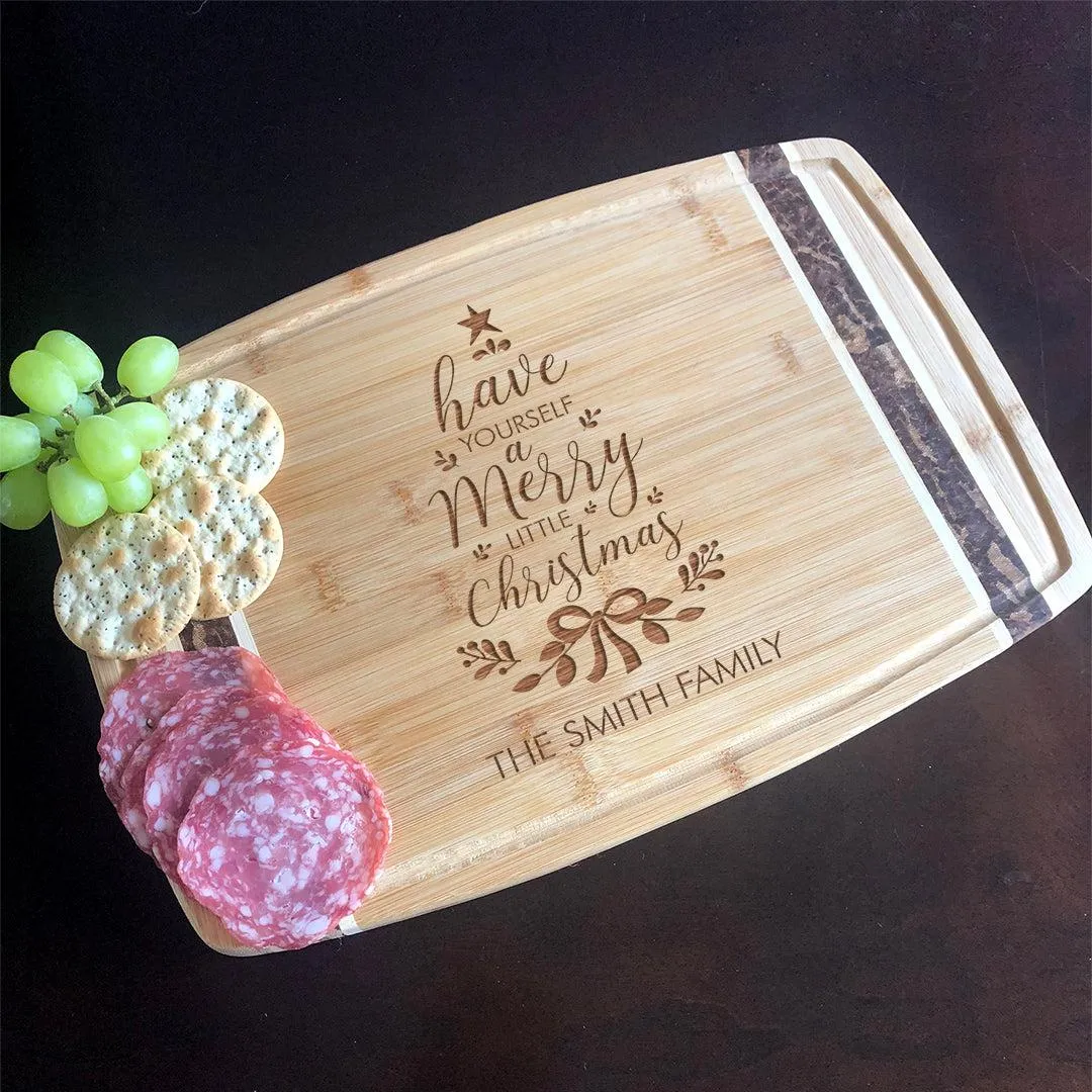 Personalized Have Yourself A Merry Little Christmas Bamboo Serving Board